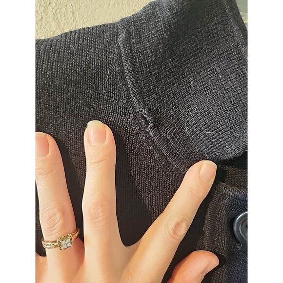 J. Crew Vintage Y2K Black Shawl Wool Button Sweater Cardigan Size Small S pocket - Picture 6 of 9